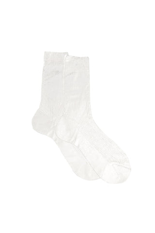 One Ribbed Laminated Socks in Off White