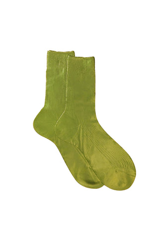 One Ribbed Laminated Socks in Lime