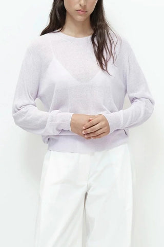 Semi Sheer Linen Blend Top in Lavender