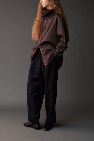 Asymmetric Cotton Shirt in Brown