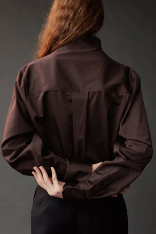 Asymmetric Cotton Shirt in Brown