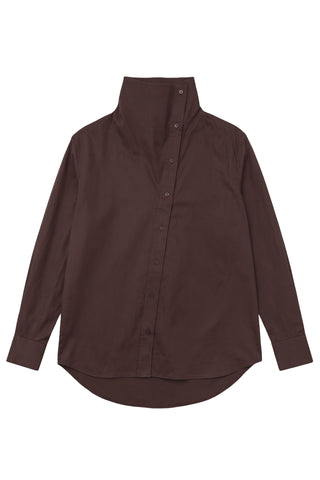 Asymmetric Cotton Shirt in Brown