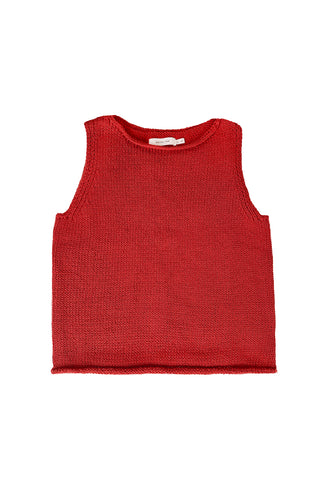 Boat Neck Knit Tank in Red