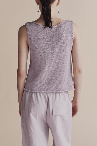 Boat Neck Knit Tank in Lilac