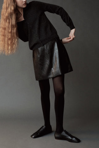 Faux Leather Mini Skirt in Black