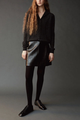 Faux Leather Mini Skirt in Black