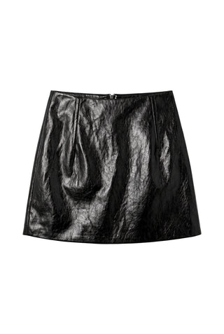 Faux Leather Mini Skirt in Black