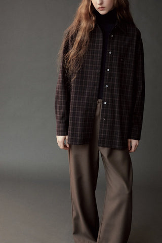 Oversized Plaid Shirt in Black