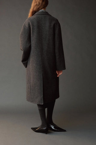 Single Breasted Wool Coat in Charcoal
