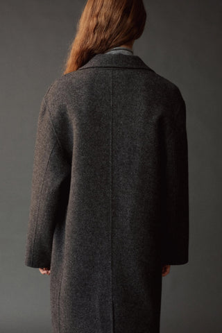 Single Breasted Wool Coat in Charcoal