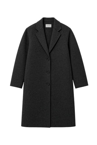 Single Breasted Wool Coat in Charcoal