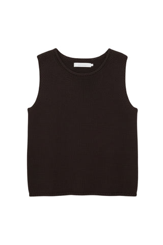 Boat Neck Knit Tank in Dark Brown