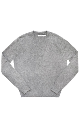 Cashmere Blend V Neck Sweater in Gray