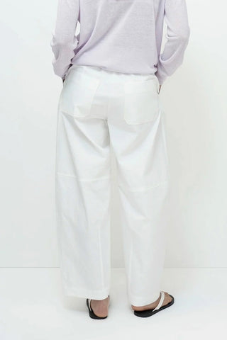 Cotton Barrel Leg Pants in White