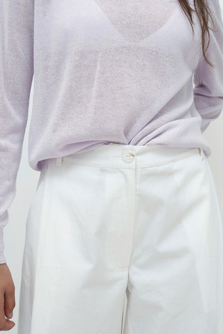 Cotton Barrel Leg Pants in White