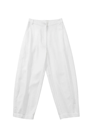 Cotton Barrel Leg Pants in White