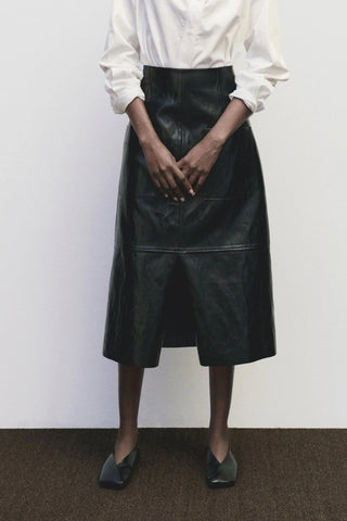 Faux Leather Skirt in Black