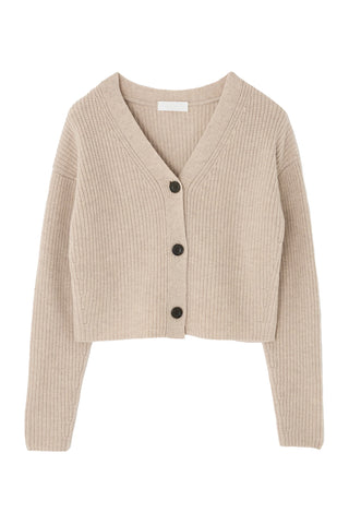 V Neck Cardigan in Beige
