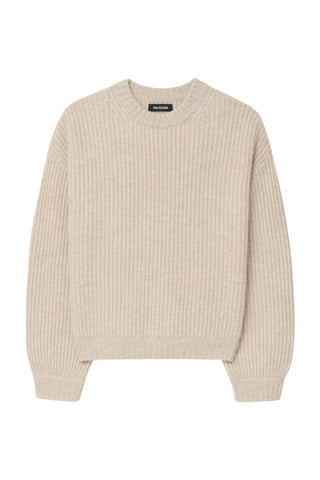 Cashmere Marled Fisherman Crew in Dusty Oatmeal