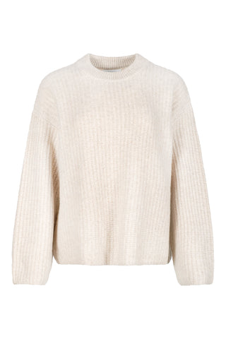 Cashmere Marled Fisherman Crew in Dusty Oatmeal