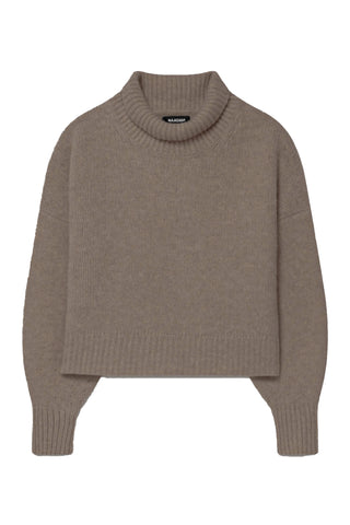 Luxe Cashmere Oversized Turtleneck in Cedar Brown