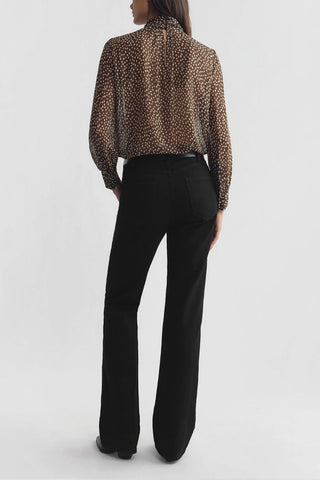 Remie Blouse in Brown/Cream Wild Dots