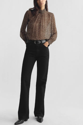 Remie Blouse in Brown/Cream Wild Dots