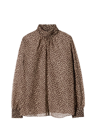 Remie Blouse in Brown/Cream Wild Dots