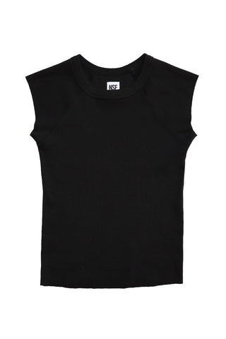 Chloe Rib Raglan Tee in Black