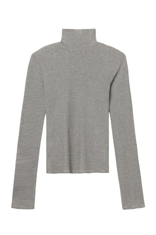 Cindy Slim Turtleneck in Ivory/Black