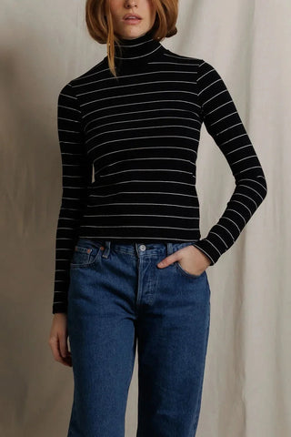 Cindy Turtleneck in Black Stripe