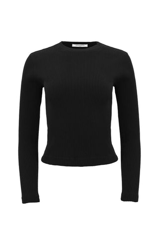 Clyde Ribbed Long Sleeve Baby Tee in True Black