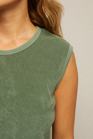 Ellie Loop Terry Tank in Aloe