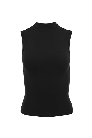 Mel Mock Neck Tank in True Black