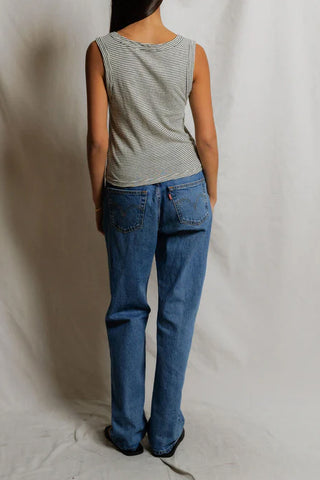 Vicky Tank in Natural/Black Stripe