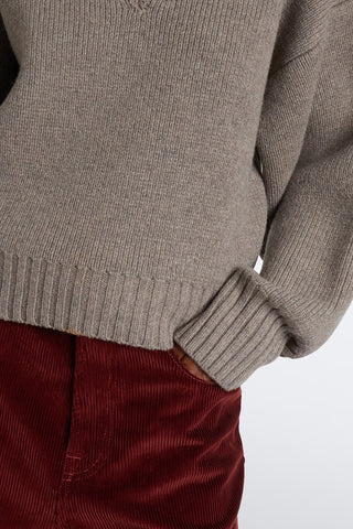 Sculptural Compact V-Neck in Clay Melange