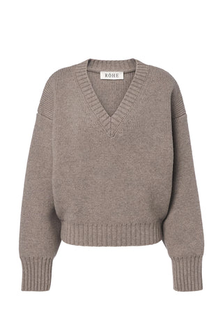 Sculptural Compact V-Neck in Clay Melange