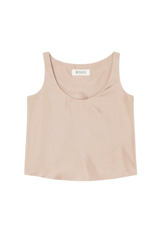 Silk Scoop Neck Top in Rose