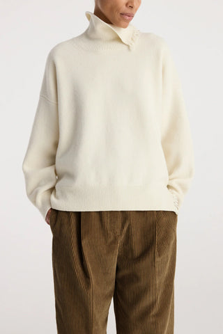 Turtleneck With Raw Details in Off White