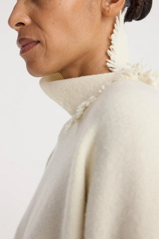 Turtleneck With Raw Details in Off White