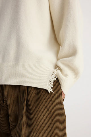 Turtleneck With Raw Details in Off White