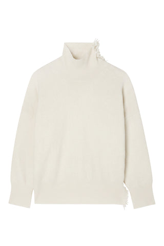 Turtleneck With Raw Details in Off White