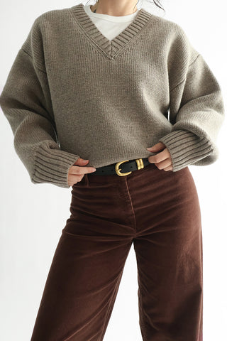 Sculptural Compact V-Neck in Clay Melange