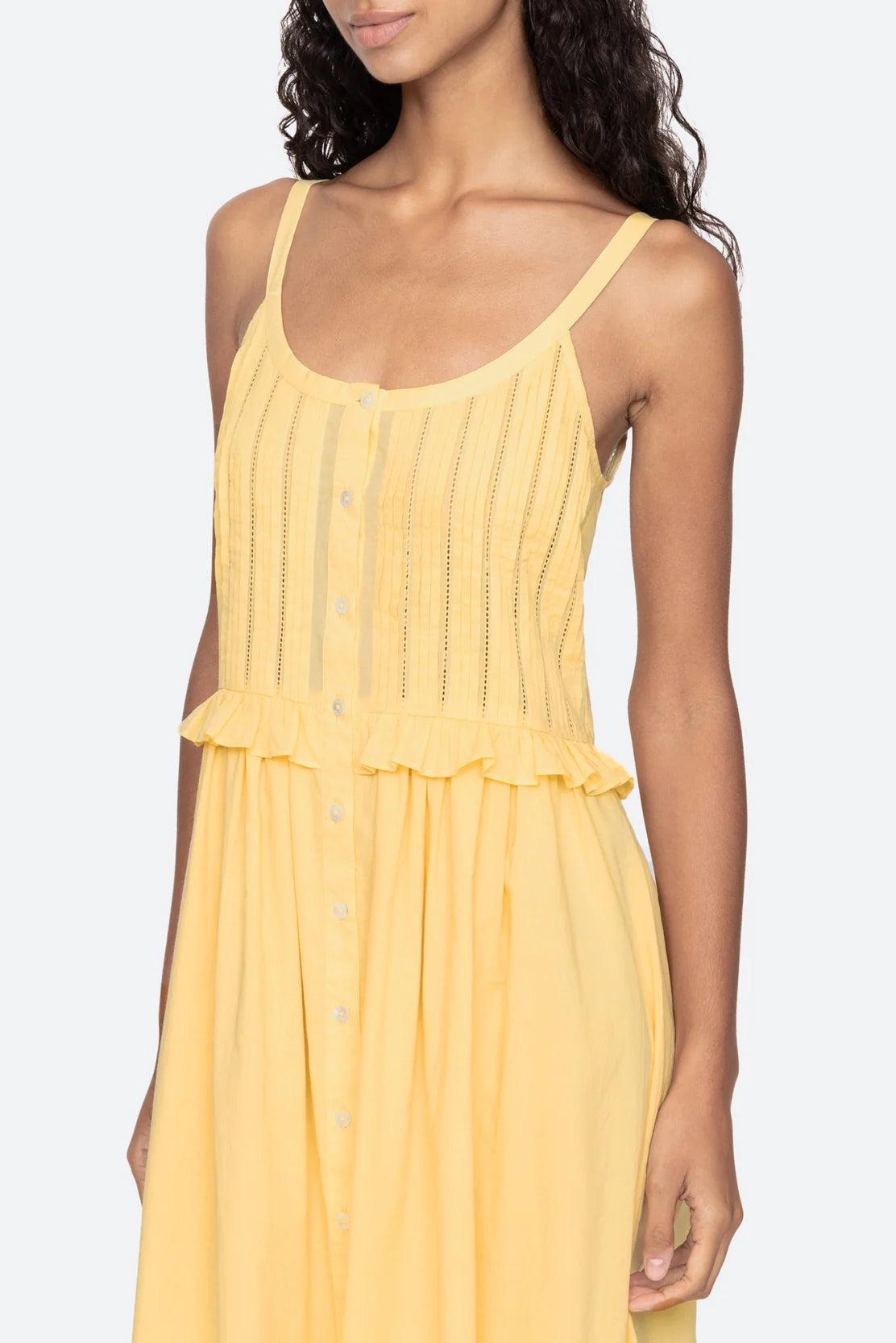 SEA NY| Alberte Solid Tank Dress in Yellow
