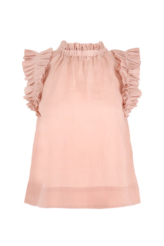 Anise Solid Flutter Sleeve Top in Pink