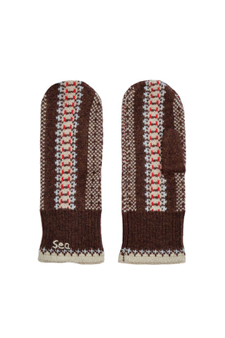 Ayla Knit Mittens in Brown