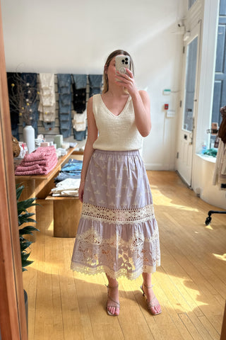 Joah Embroidery Skirt in Lilac