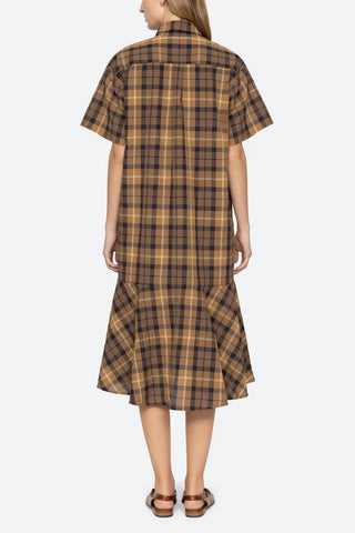 Caja Plaid Midi Dress in Chocolate