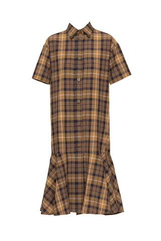 Caja Plaid Midi Dress in Chocolate