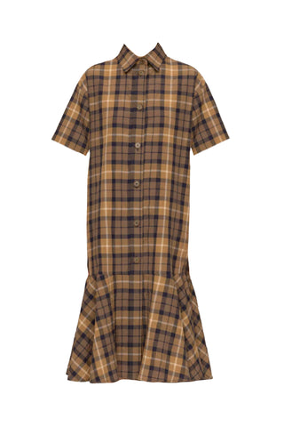 Caja Plaid Midi Dress in Chocolate